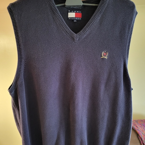 Vintage Tommy Hilgilfer Navy Blue Sweatervest XL - Picture 1 of 5